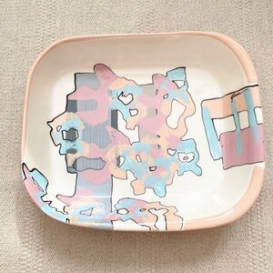 SIGNED GIBSON ART POTTERY ABSTRACT POSTMODERN PASTEL MEMPHIS STYLE PINK